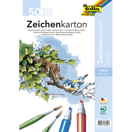 folia Zeichenkarton, DIN A4, 200 g/qm, wei