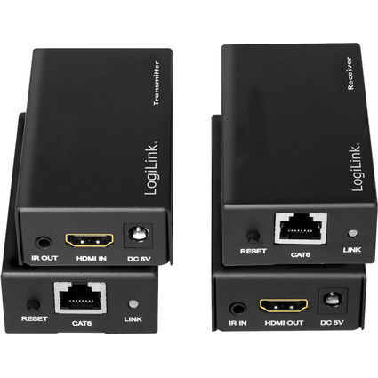 LogiLink HDMI Extender Set ber LAN, POC/IR, 60 m, schwarz