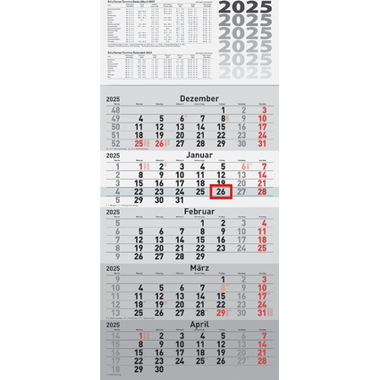 rido id Wandkalender "5-Monatskalender", 2025