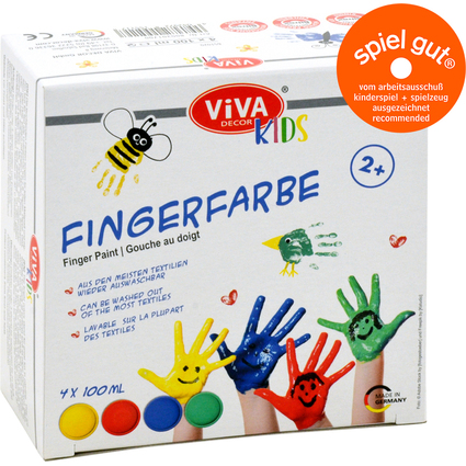 ViVA DECOR Fingerfarbe "ViVA KIDS", 4er-Set Basic
