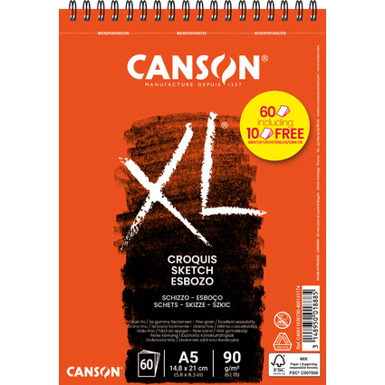 CANSON Skizzen- und Studienblock XL CROQUIS Aktion, DIN A5