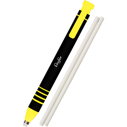 Lufer Kunststoff-Radierstift, inkl. 2 Ersatzradierer, gelb