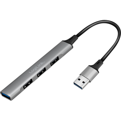LogiLink USB 3.0 Slim-Hub, 4-Port, Aluminiumgehuse, grau