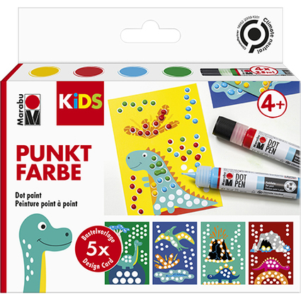 Marabu KiDS Punktfarbe Dot Pen Set "Dino", 4 x 25 ml