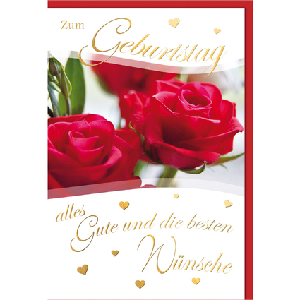 SUSY CARD Geburtstagskarte "rote Rose"