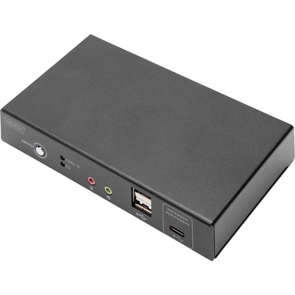 DIGITUS KVM Switch, 2-Port, USB-C, 4K30Hz, Netzwerk