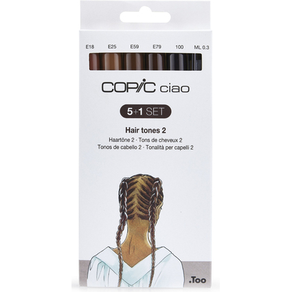 COPIC Marker ciao, 5+1 Set "Hair Tones 2"