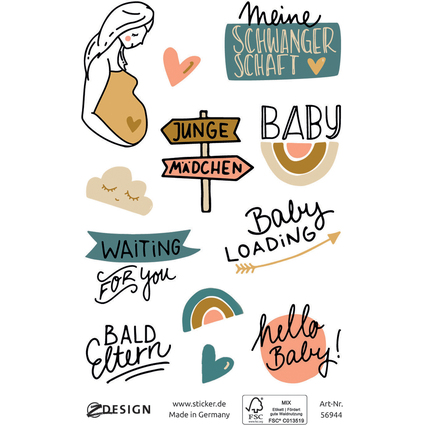 AVERY Zweckform ZDesign Sticker CREATVE "Schwangerschaft"