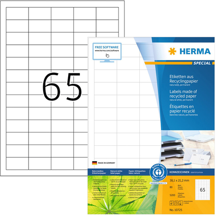 HERMA Universal-Etiketten Recycling, 38,1 x 21,2 mm, 80 Bl.