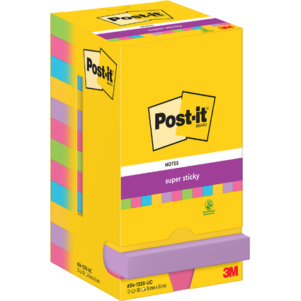 Post-it Super Sticky Notes Haftnotizen, 76 x 76 mm, farbig