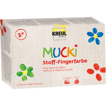 KREUL Stoff-Fingerfarbe "MUCKI", 150 ml, 6er-Set