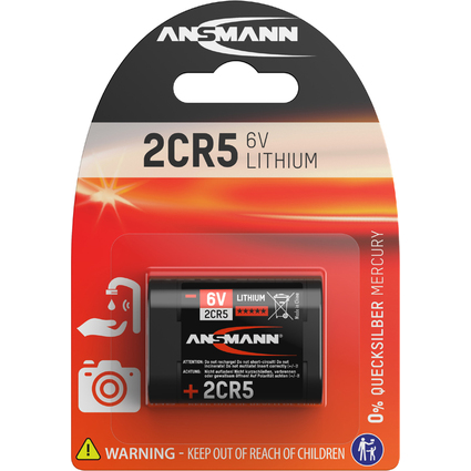 ANSMANN Lithium Batterie 2CR5, 6 Volt, Blisterkarte
