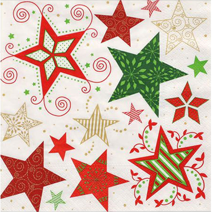 PAPSTAR Weihnachts-Motivservietten "Heavenly Stars", wei