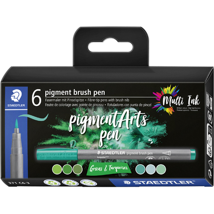 STAEDTLER Fasermaler pigment brush pen "Greens & Turquoises"