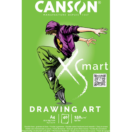 CANSON Studienblock XS'MART DRAWING ART, DIN A4
