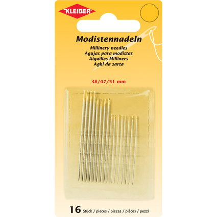 KLEIBER Modistennadel-Set, 16-teilig, mit Goldhr