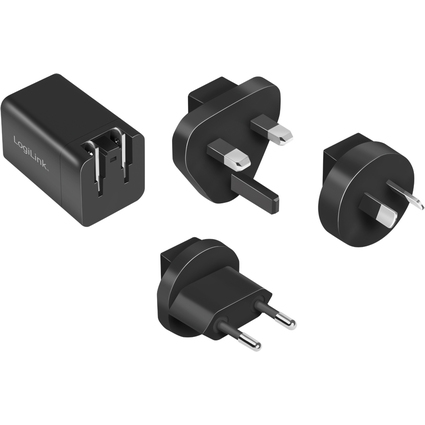 LogiLink USB-Reiseadapter, USB-C, GaN-Technologie, schwarz