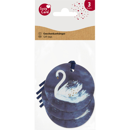 SUSY CARD Anhngerkarte rund "Swan lake dark blue"