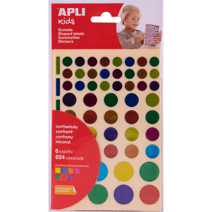 APLI kids Sticker "Rund", Metallicfarben, farbig sortiert