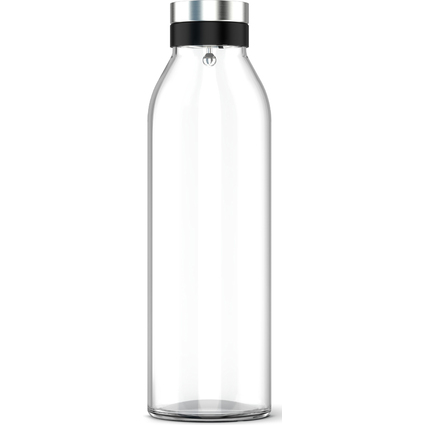 emsa Glas-Karaffe FLOW BOTTLE, Glas/Edelstahl, 1,3 Liter