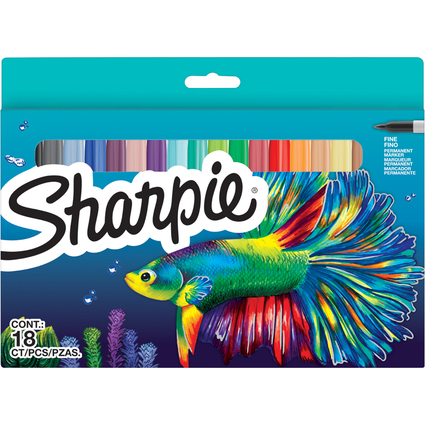 Sharpie Permanent-Marker FINE, 18er BIG PACK "Fish"