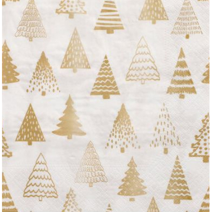 PAPSTAR Weihnachts-Motivservietten "Pine Forest", gold