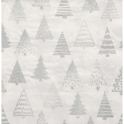 PAPSTAR Weihnachts-Motivservietten "Pine Forest", silber