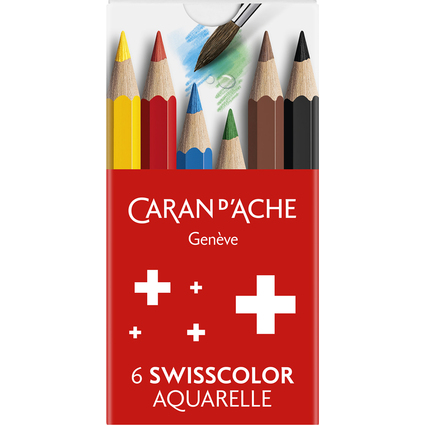 CARAN D'ACHE 1/2 Buntstifte Swisscolor Aquarelle, 6er Karton