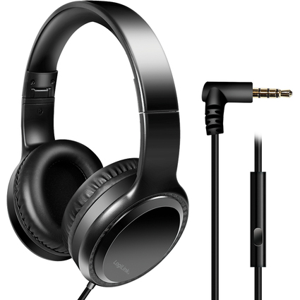 LogiLink Stereo Headset, mit Mikrofon, schwarz