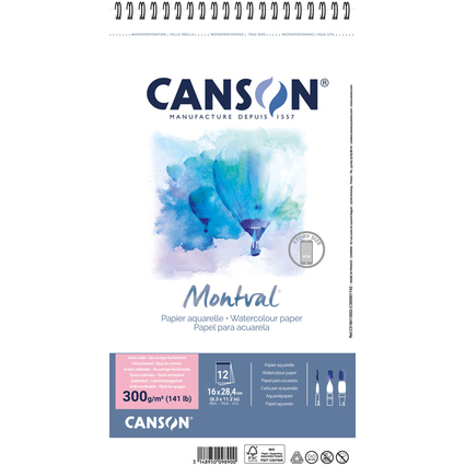 CANSON Aquarellblock "Montval", 160 x 284 mm, 300 g/qm