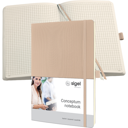 sigel Notizbuch Conceptum, DIN A4, kariert, beige