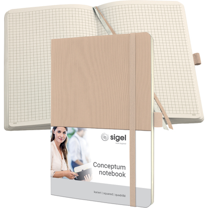 sigel Notizbuch Conceptum, DIN A5, kariert, beige