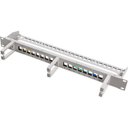 LogiLink 19" Keystone Patch Panel, 16-Port, geschirmt, grau