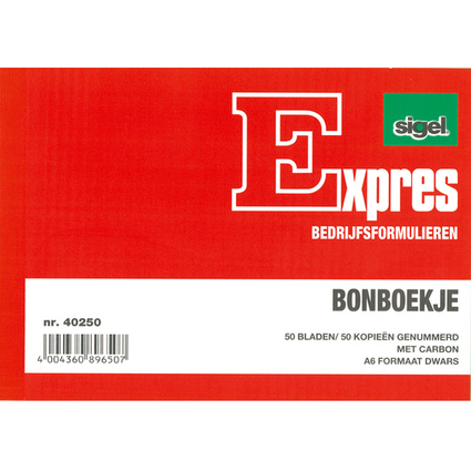 Expres Bonboekje, met carbon, A6 liggend, 2 x 50 vel