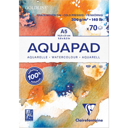 Clairefontaine Aquarellblock AQUAPAD, DIN A5, 300 g/qm