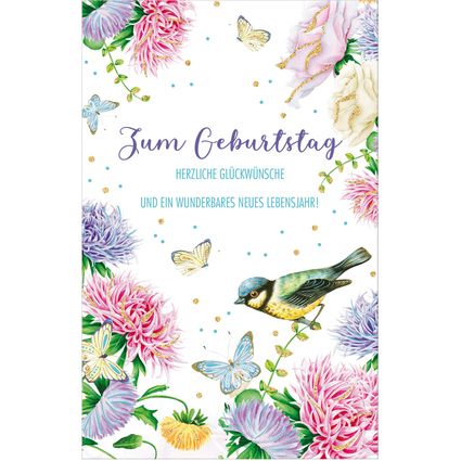 SUSY CARD Geburtstagskarte Wish and Bloom "Meise"