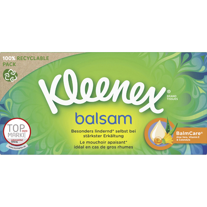 Kleenex Taschentcher Balsam, 4-lagig, wei, 56er Box