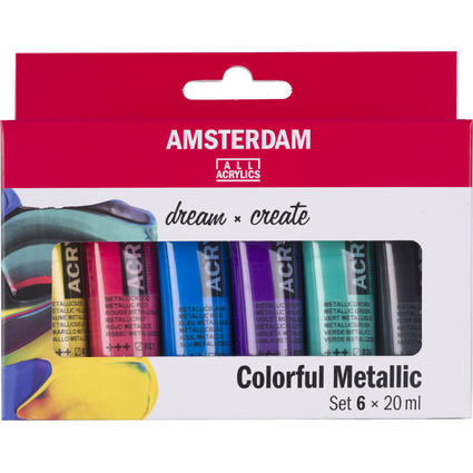 ROYAL TALENS Acrylfarbe AMSTERDAM Bunte Metallics, 6 x 20 ml