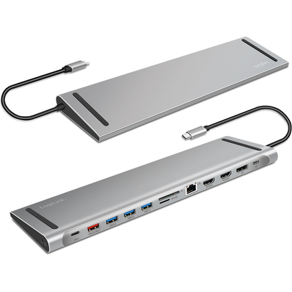 LogiLink USB 3.2 (Gen 2) Docking Station, 12-Port, silber