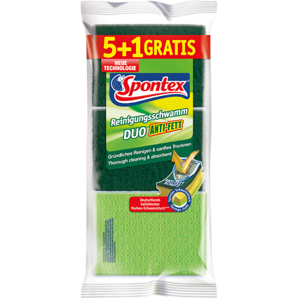 Spontex Reinigungsschwamm Duo Anti-Fett, 5+1 gratis