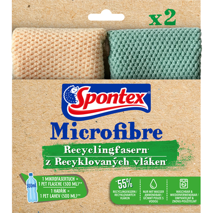 Spontex Mikrofasertuch aus Recyclingfasern, 2er Pack