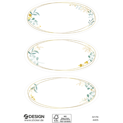 ZDesign HOME Haushalts-Etiketten, mit Zierrahmen, oval