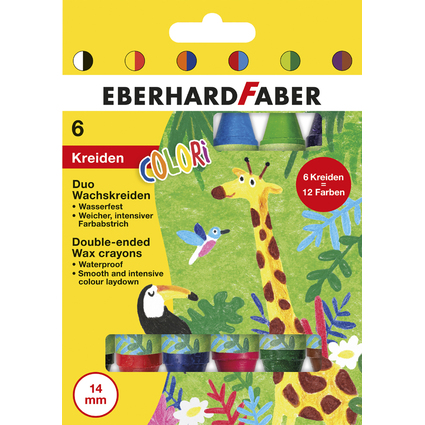 EBERHARD FABER Doppel-Wachsmalkreide Duo COLORI, 6er Etui