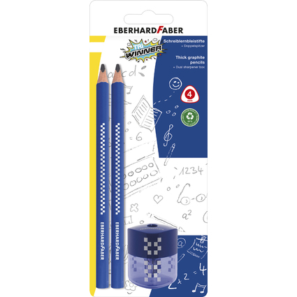 EBERHARD FABER Bleistift-Set TRI WINNER, 2B, blau, 3-teilig