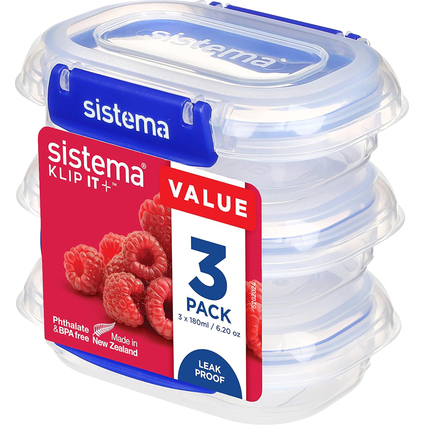 Sistema Frischhaltedose KLIP IT PLUS, 180 ml, blau, 3er Set