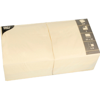 PAPSTAR Lunch-Servietten, 330 x 330 mm, 3-lagig, creme