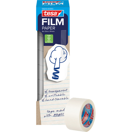 tesa Film PAPER, transparent, 19 mm x 10 m, Office Box