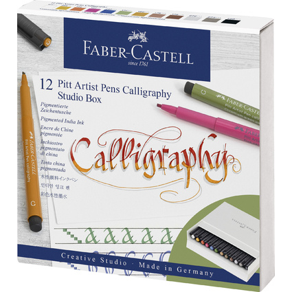 FABER-CASTELL Tuschestift PITT artist pen, 12er Atelierbox